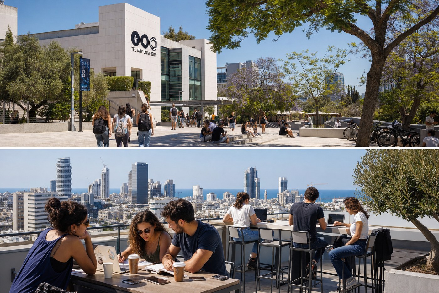 Hebrew Lab Tel Aviv campus exterior and rooftop